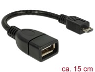 DELOCK USB Micro-B kabel > USB-A OTG adapter, fleksibilni, 15 cm